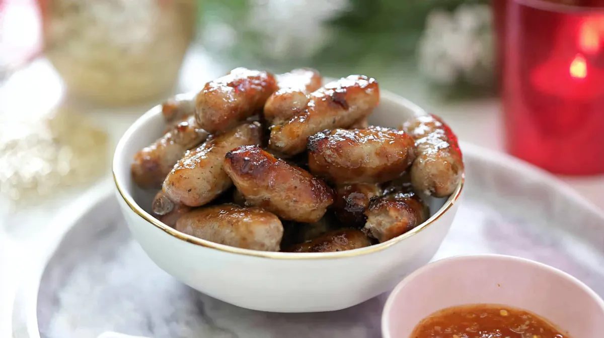 air fryer cocktail sausages with honey glaze