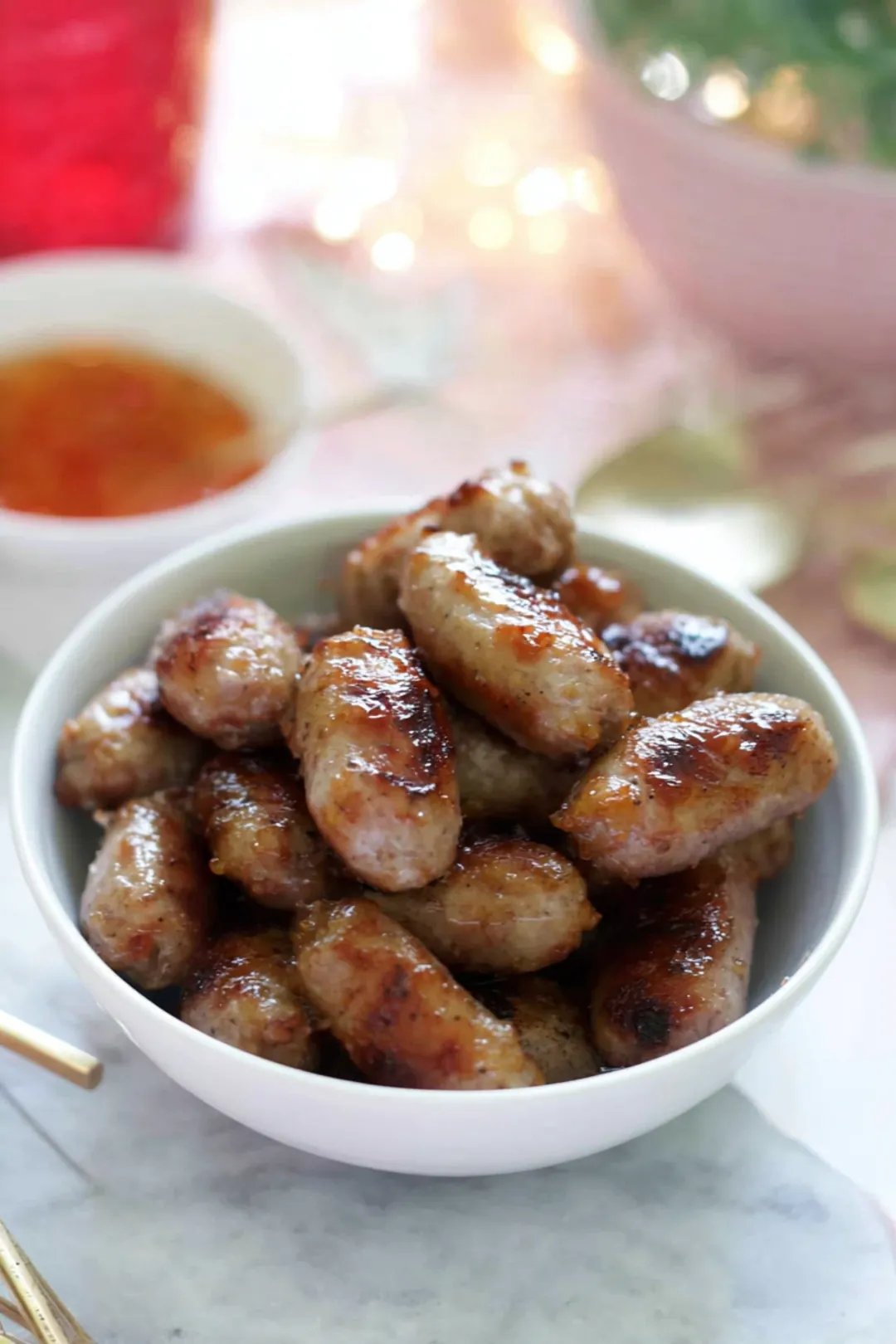 air fryer cocktail sausages with honey glaze