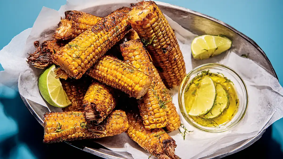 air fryer corn ribs with lime