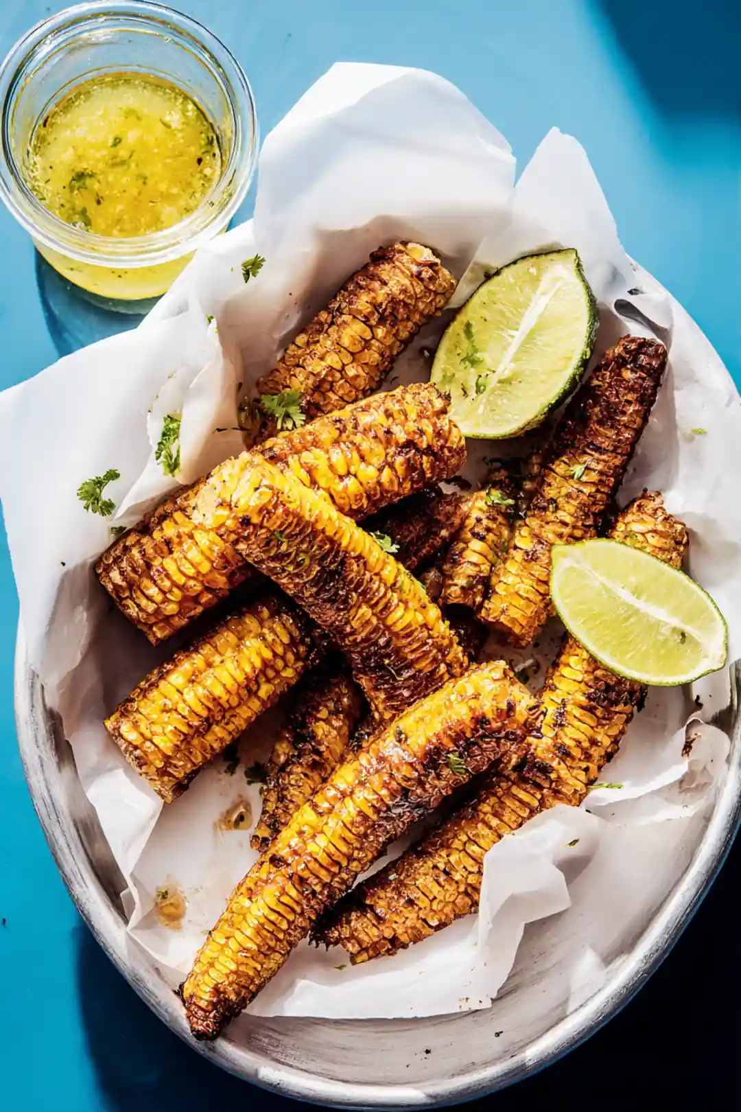 Air fryer corn ribs with lime