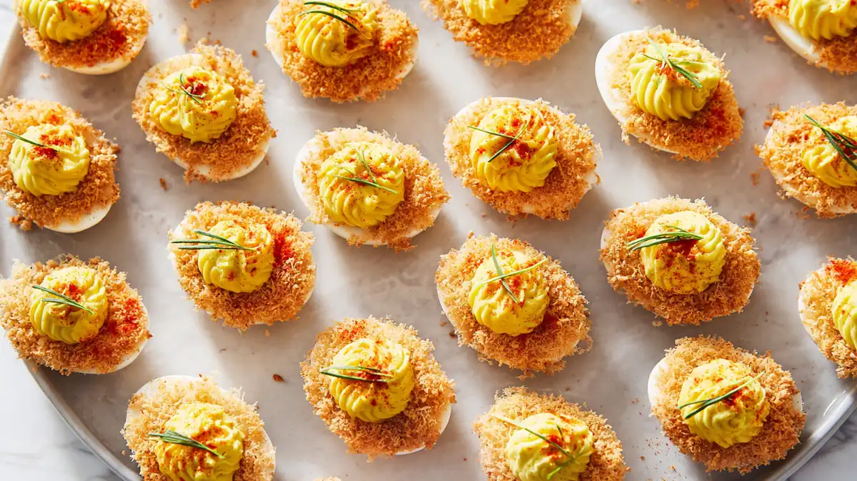 air fryer deviled eggs crispy topping