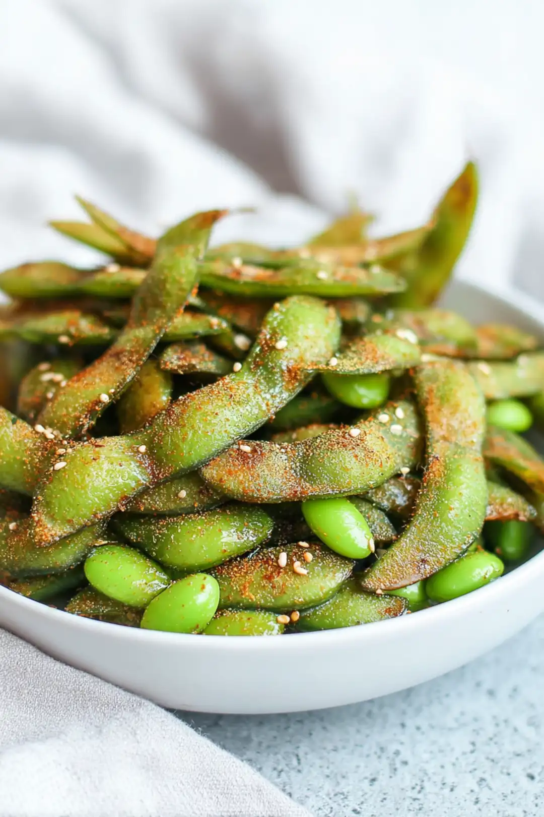 Air fryer edamame snack protein