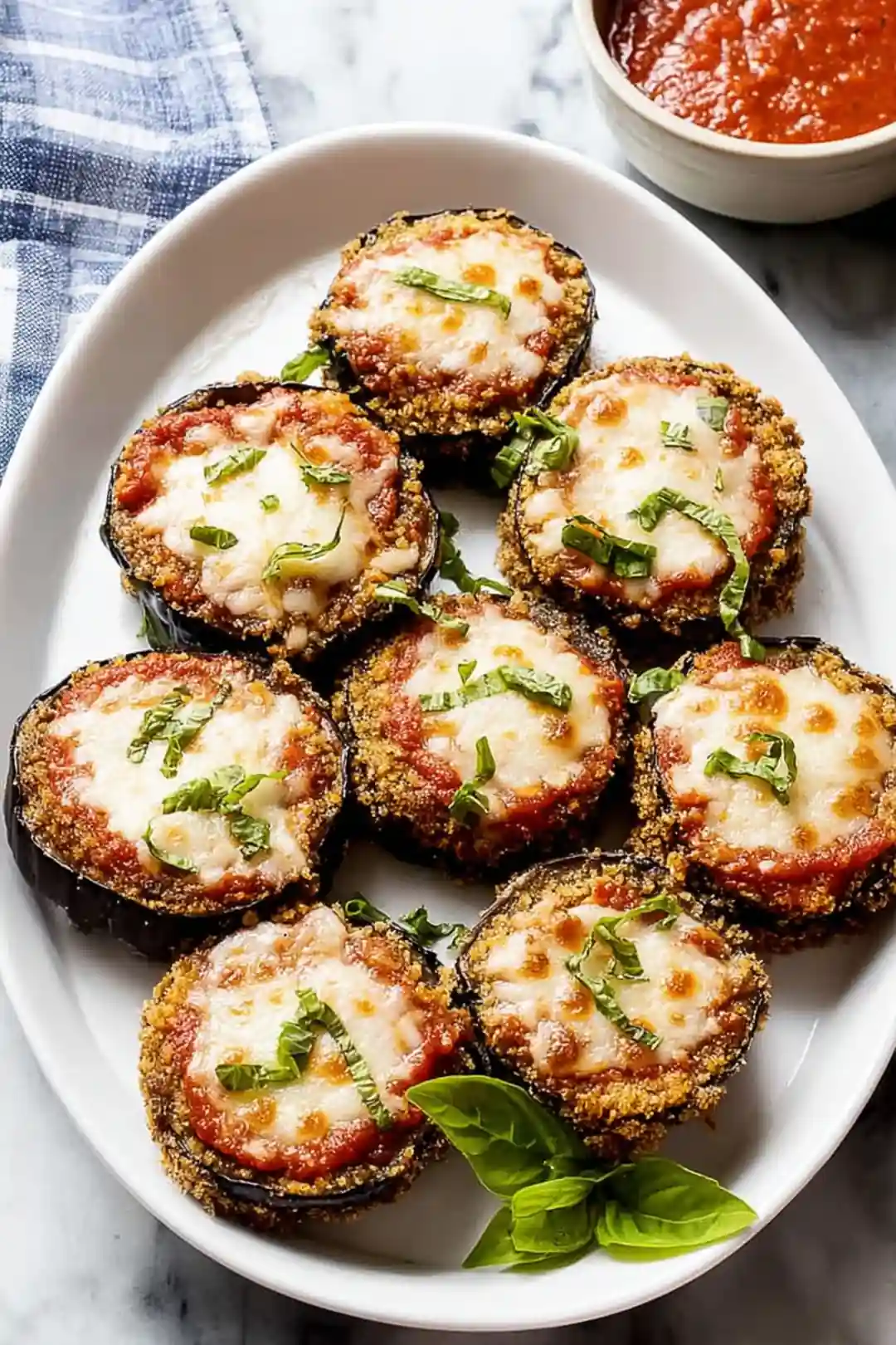 Air fryer eggplant parmesan rounds