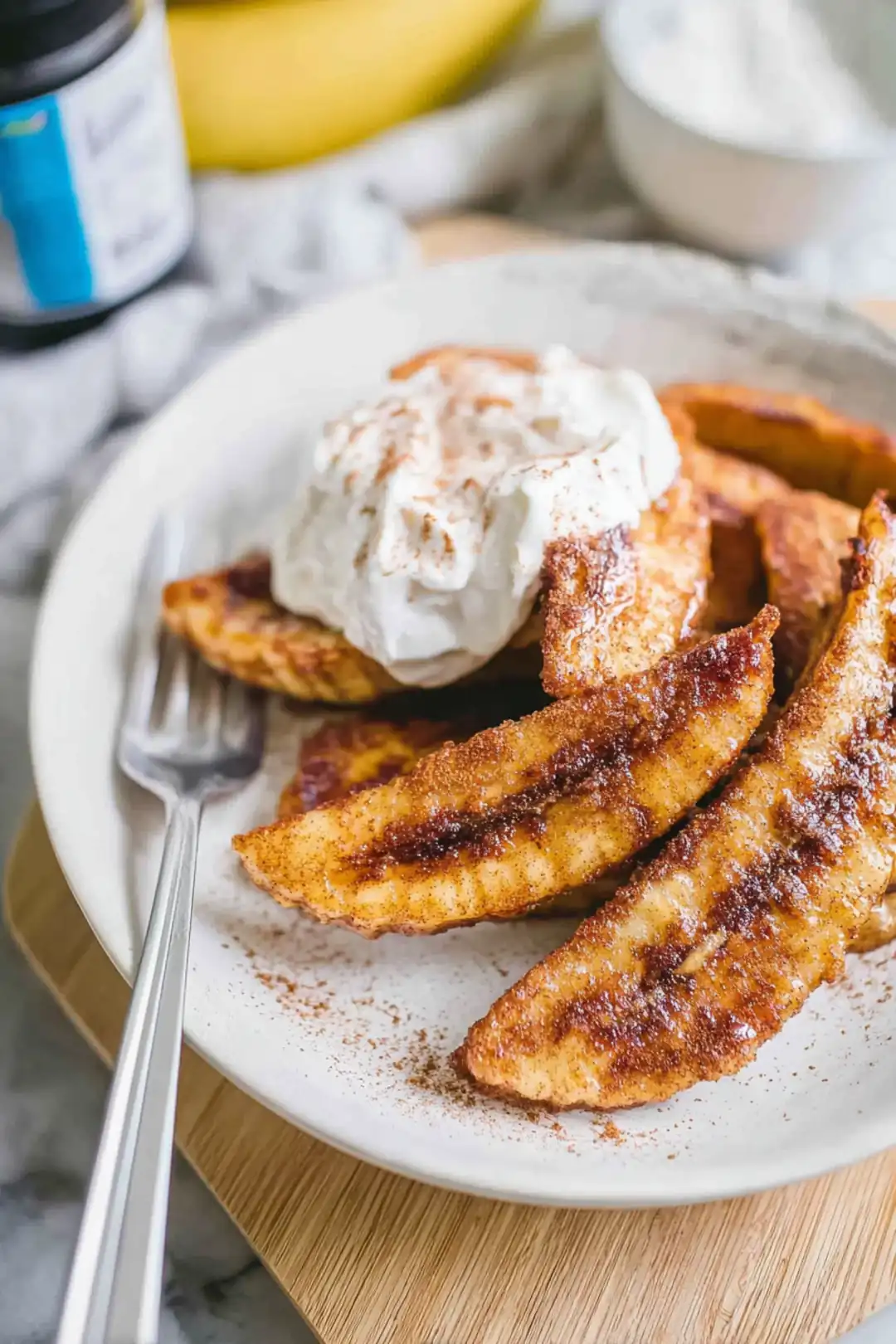 air fryer fried bananas with cinnamon