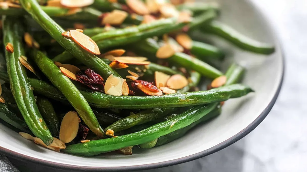air fryer green beans with almond slivers