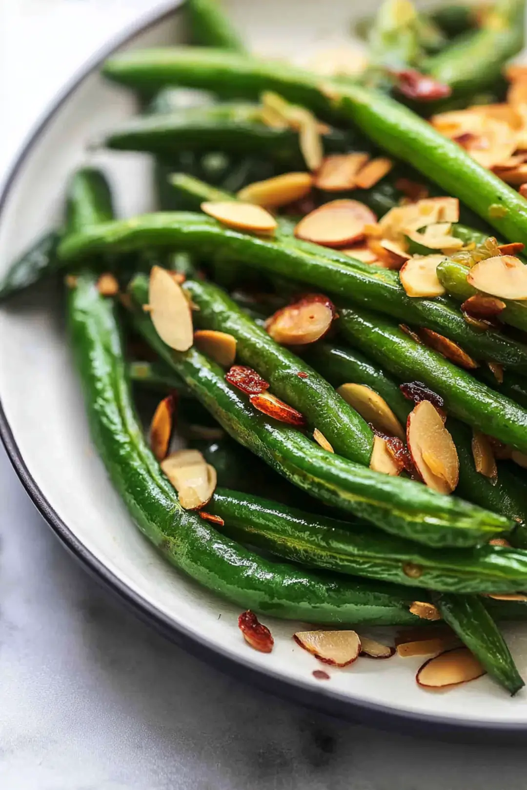 air fryer green beans with almond slivers