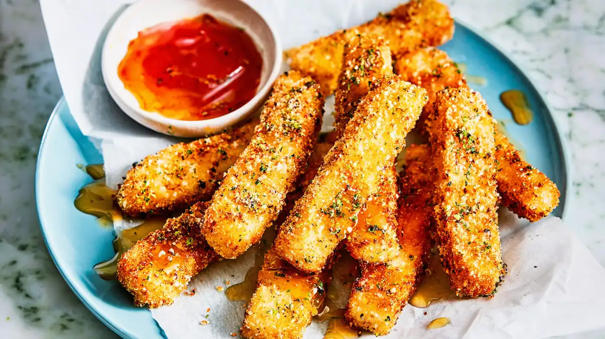 air fryer halloumi fries with honey