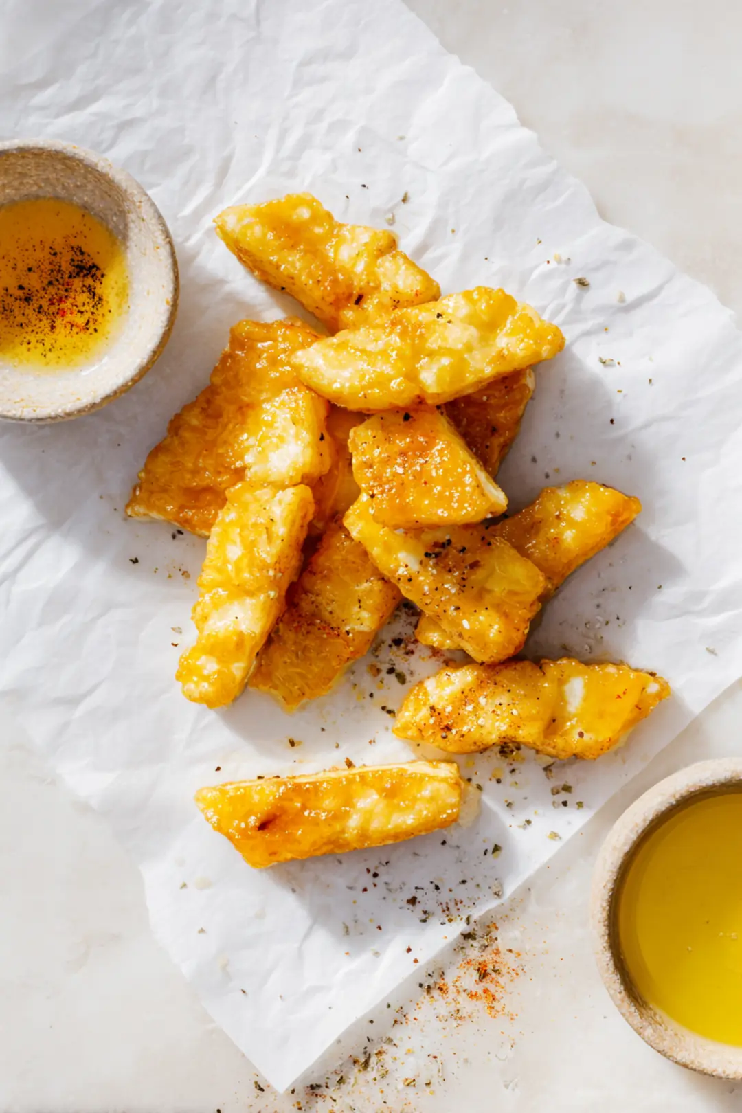 Air fryer halloumi fries with honey - ingredients