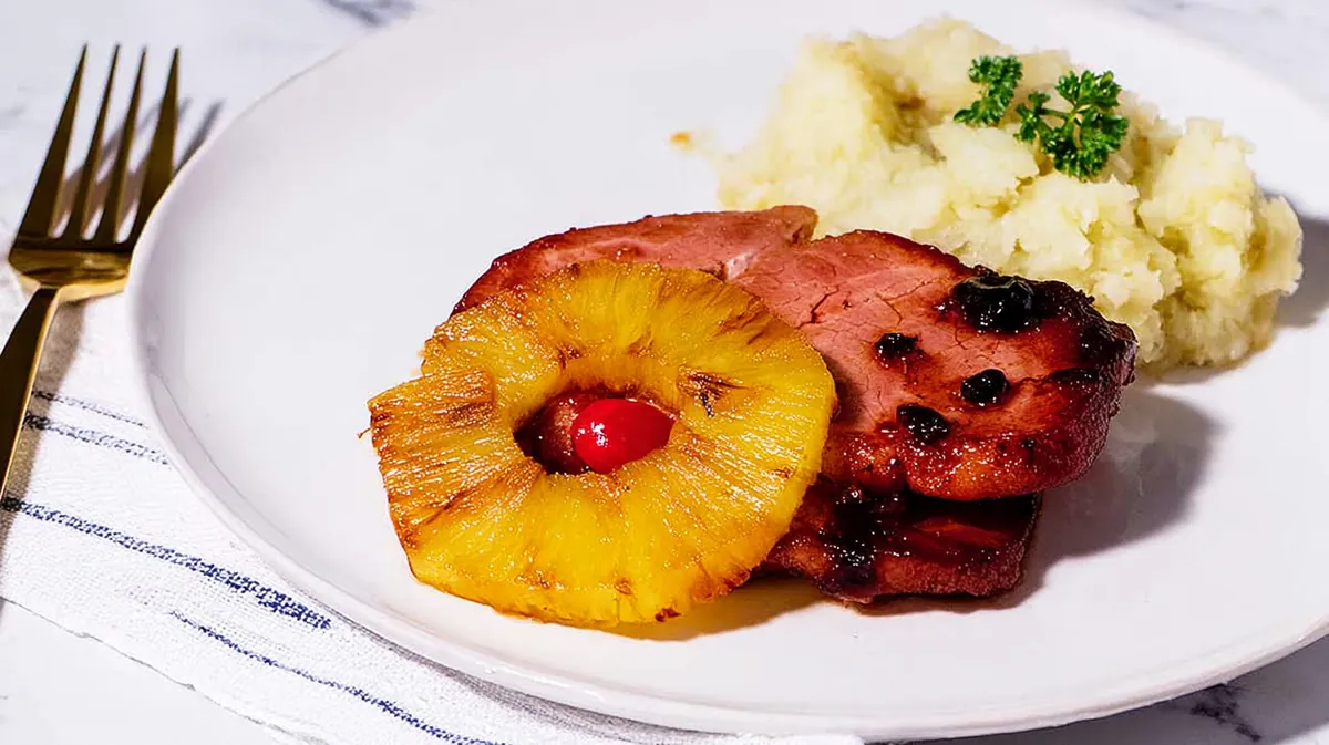 Air fryer ham steaks with pineapple