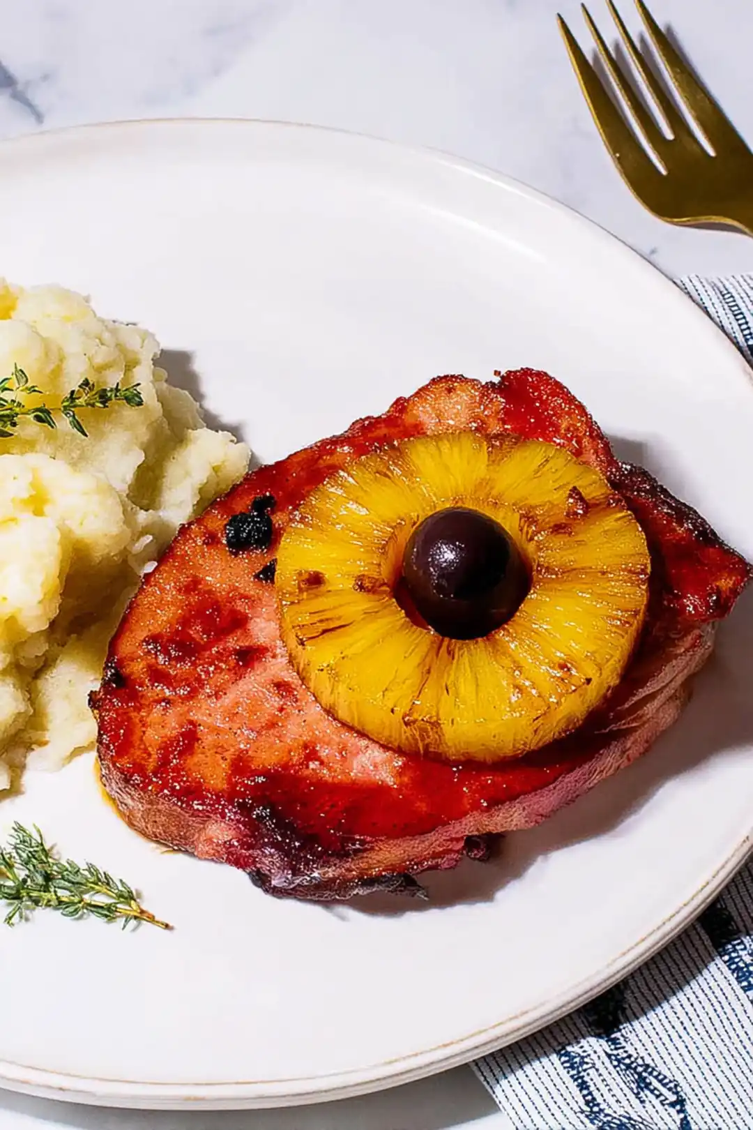 Air fryer ham steaks with pineapple