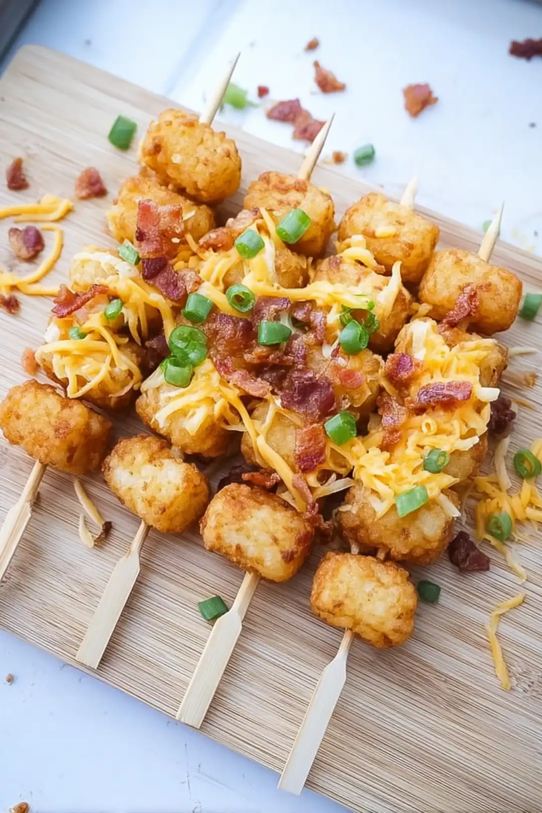 air fryer loaded tater tot skewers