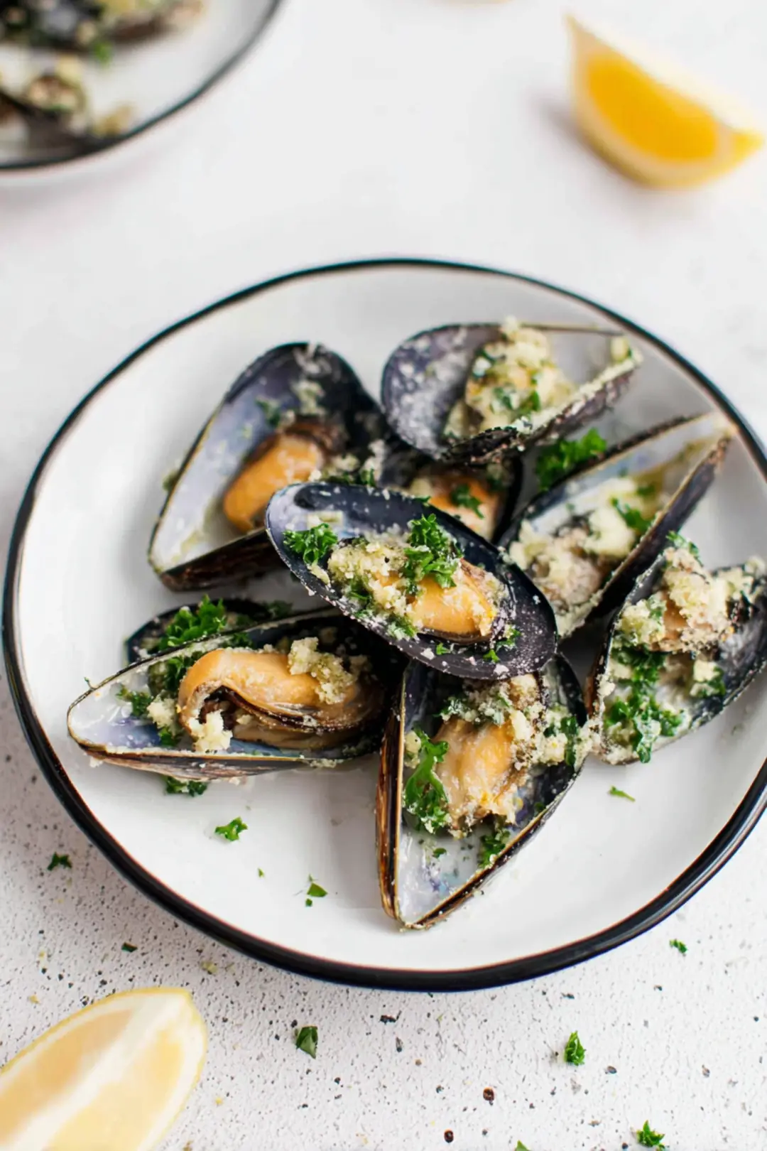 Air fryer mussels with garlic butter