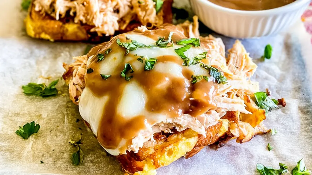 Air fryer open face turkey melt