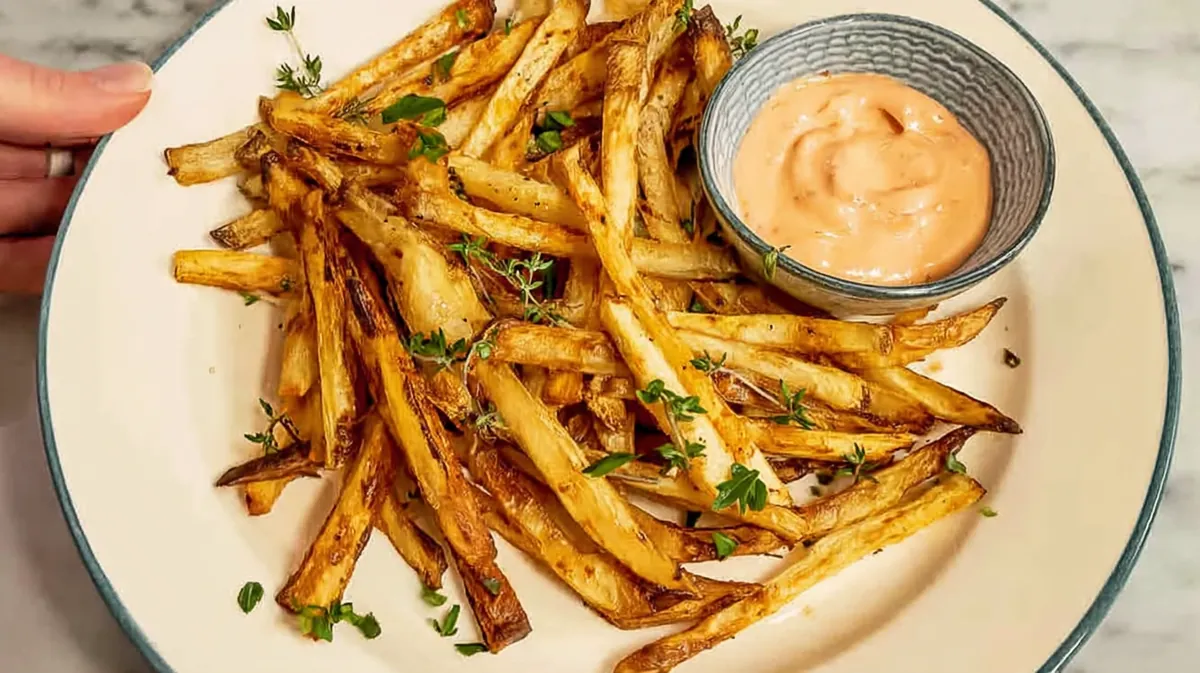 air fryer parsnip fries with thyme