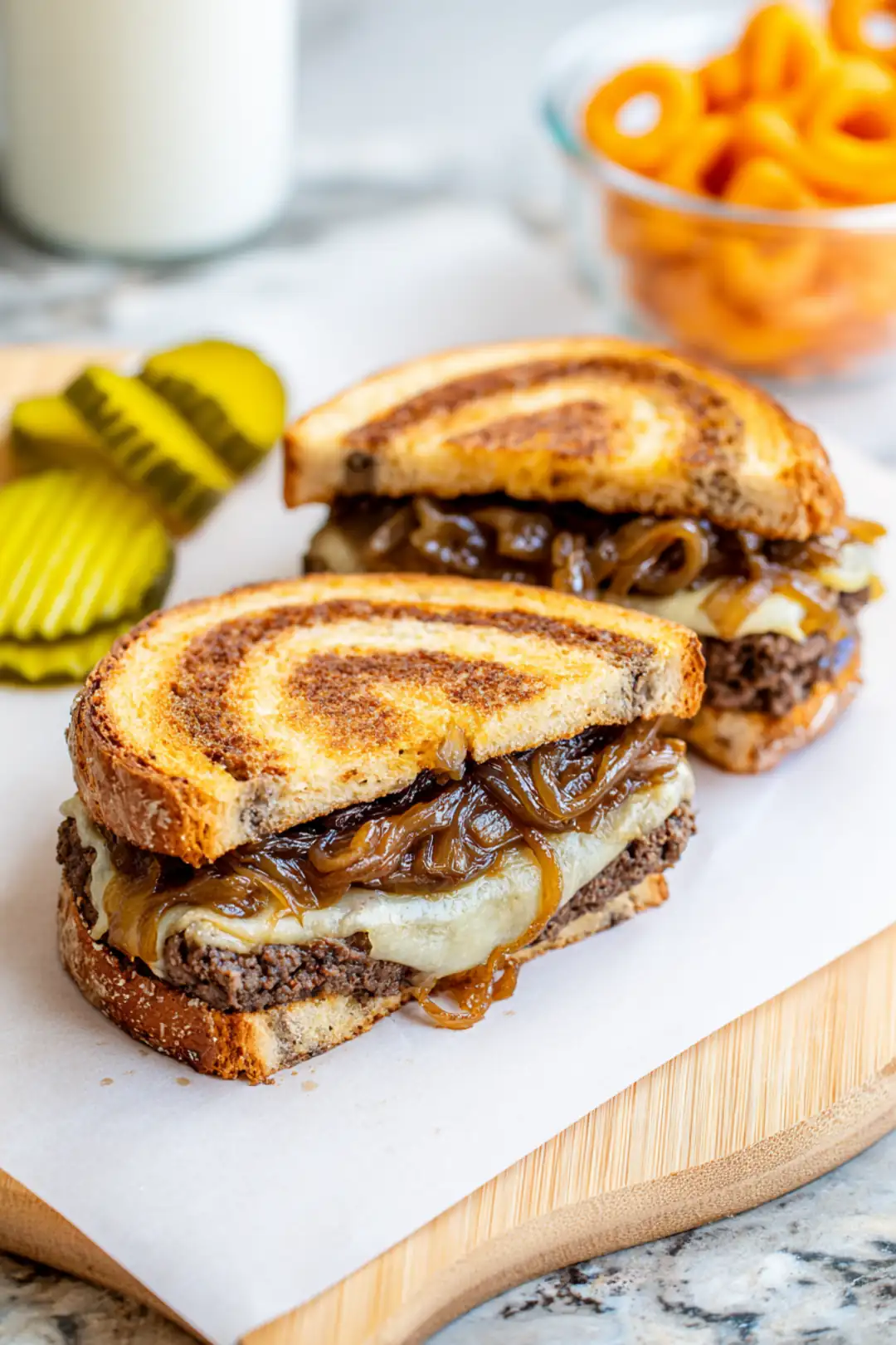 air fryer patty melt with caramelized onions