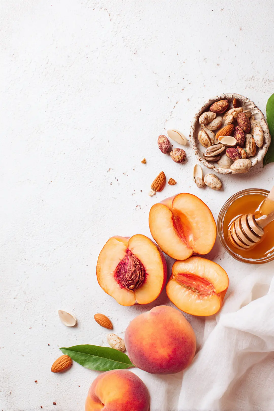 air fryer peach halves with honey and nuts