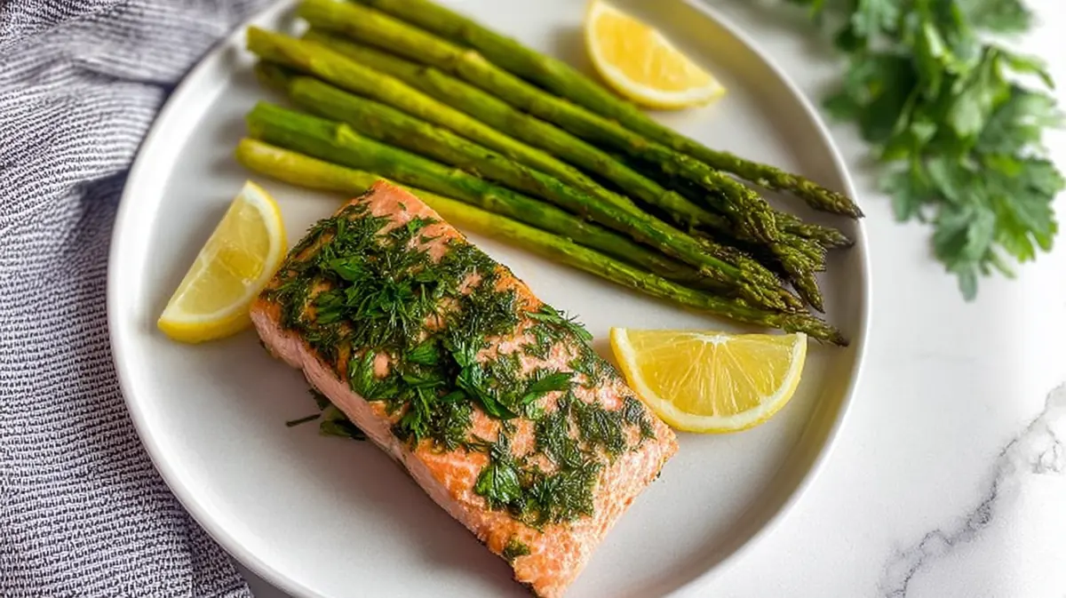 Air fryer salmon and asparagus one pan