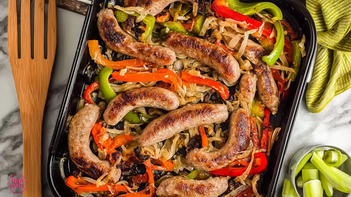 air fryer sausage and peppers sheet pan style