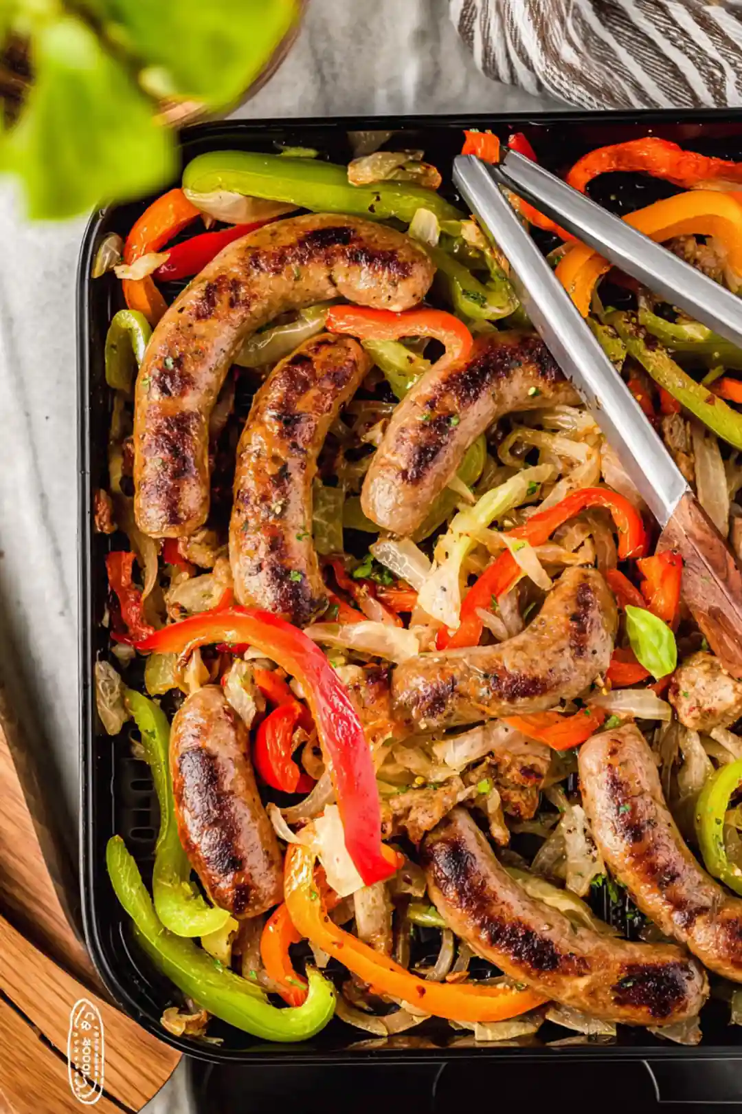 Air fryer sausage and peppers sheet pan style
