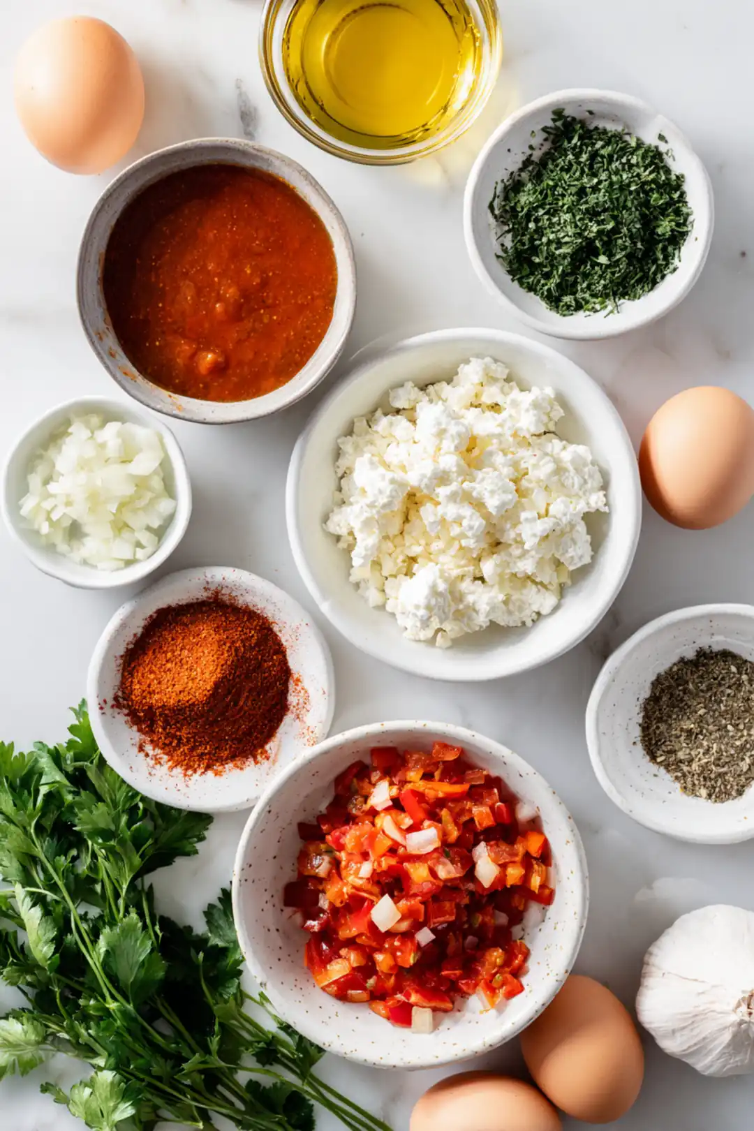 air fryer shakshuka for one - ingredients