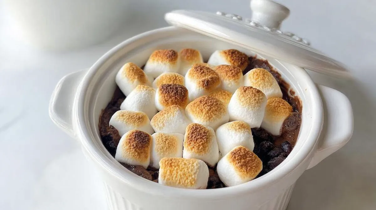 air fryer smores dip in a ramekin