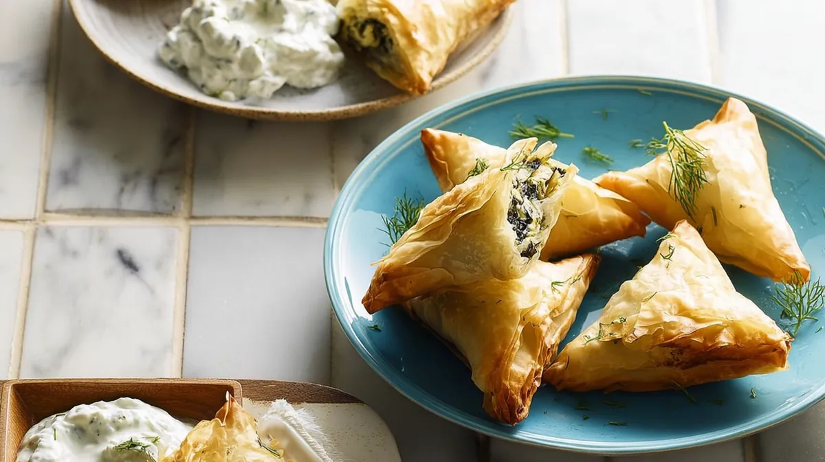 air fryer spanakopita triangles