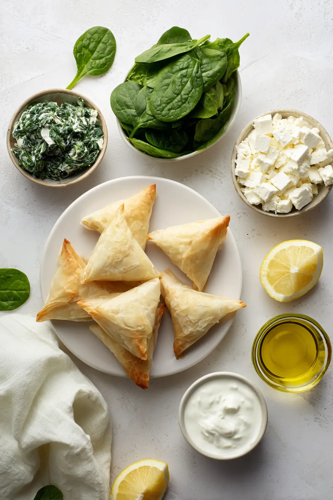 air fryer spanakopita triangles - ingredients