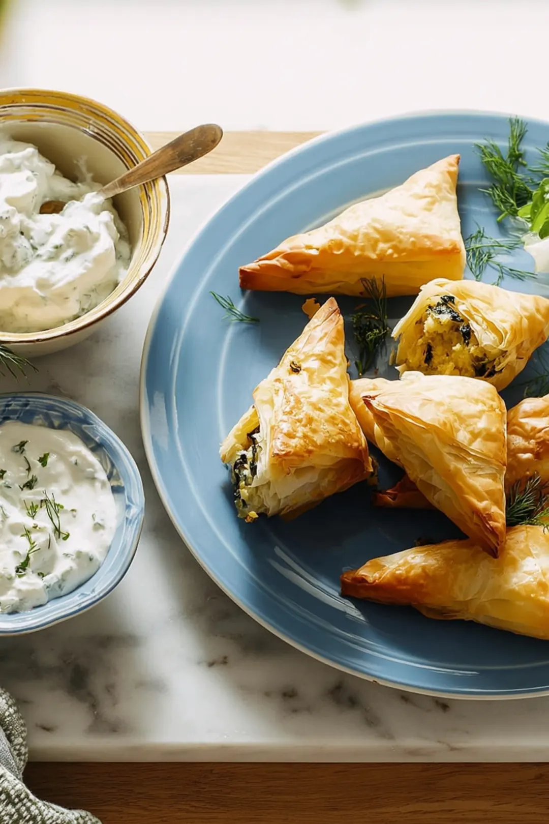air fryer spanakopita triangles