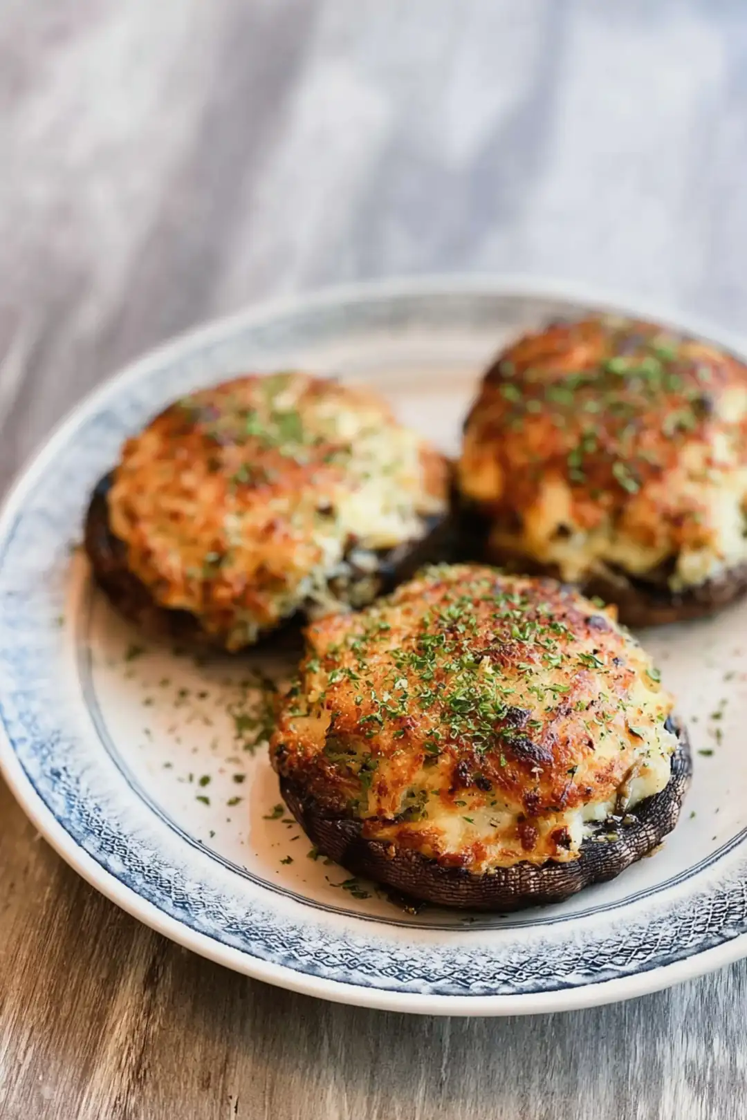Air fryer stuffed portobello mushrooms