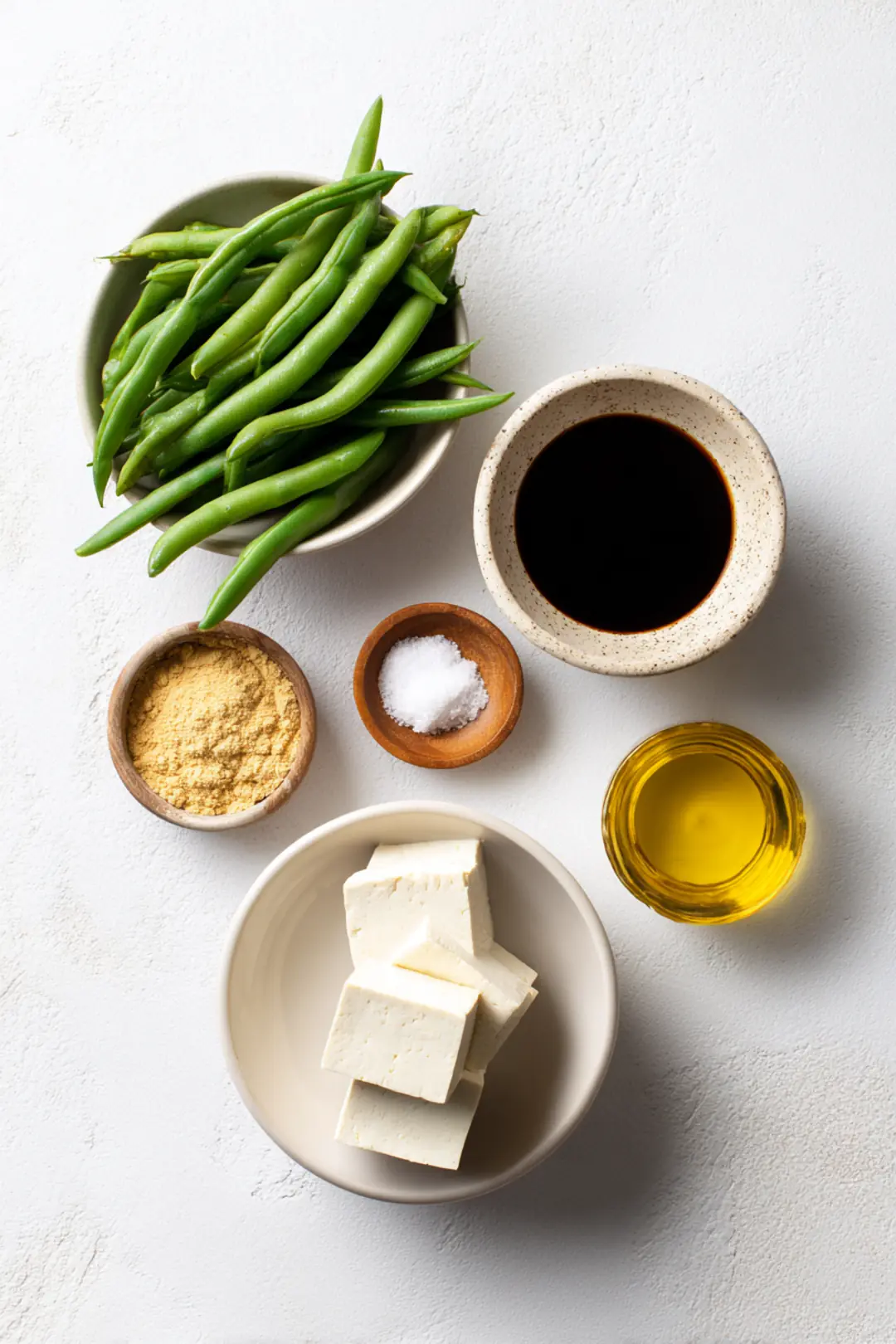 air fryer tofu and green beans stir fry - ingredients