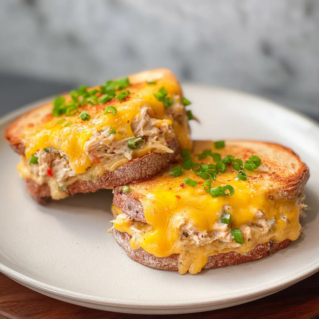 Air fryer tuna melt on english muffin