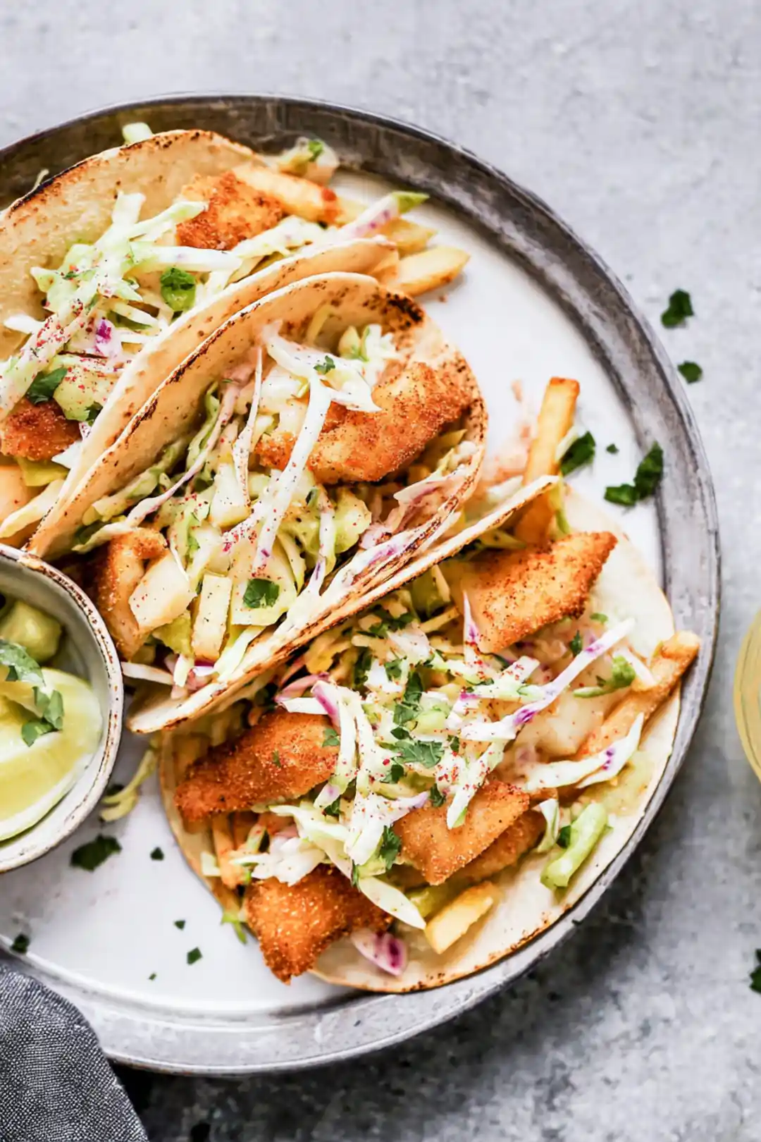 air fryer white fish tacos with slaw