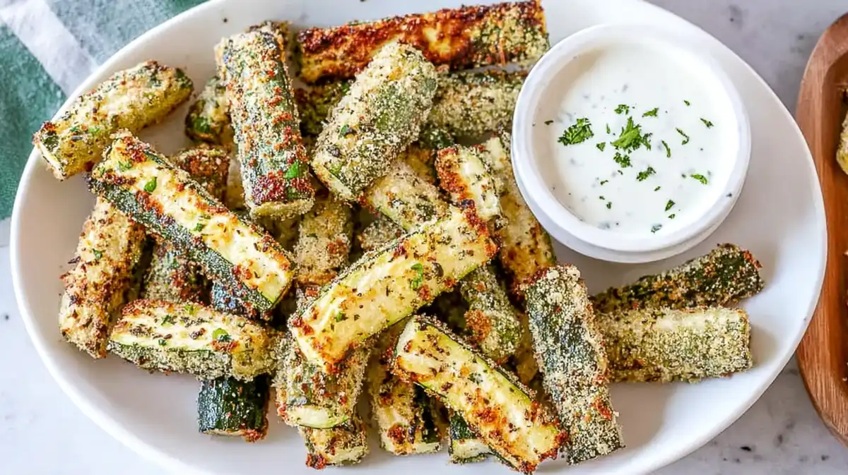 Air fryer zucchini fries with ranch