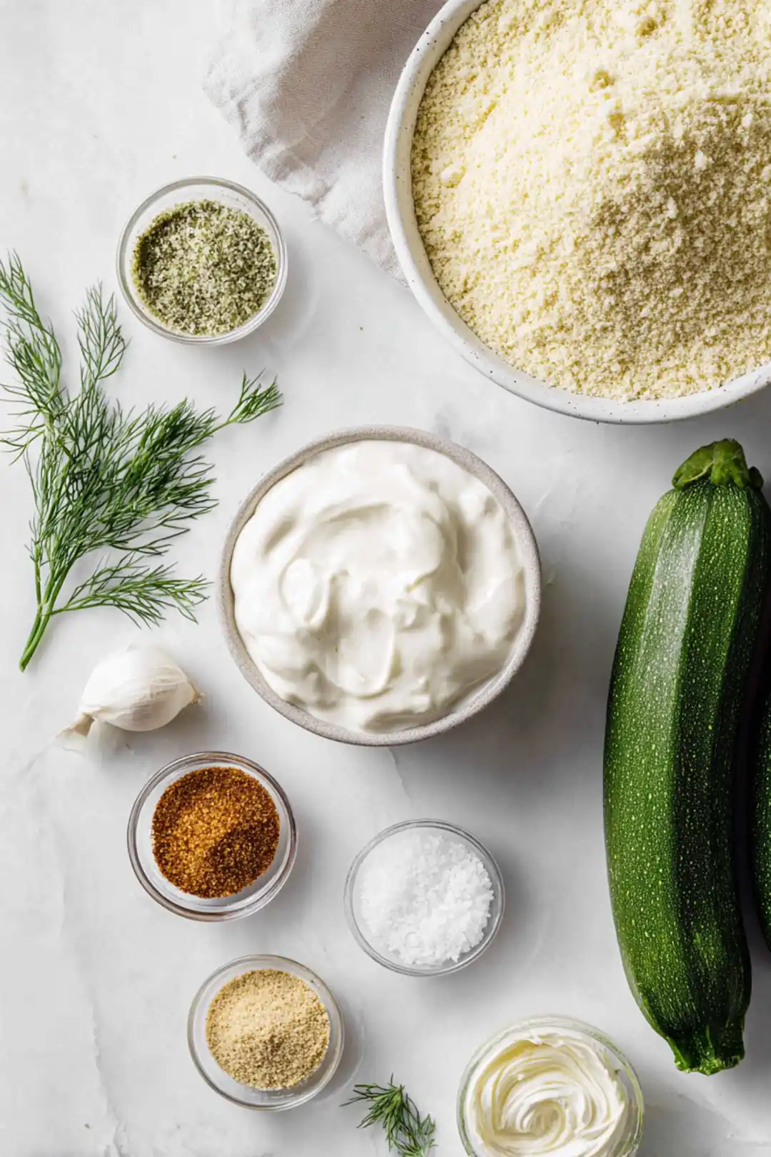 air fryer zucchini fries with ranch - ingredients