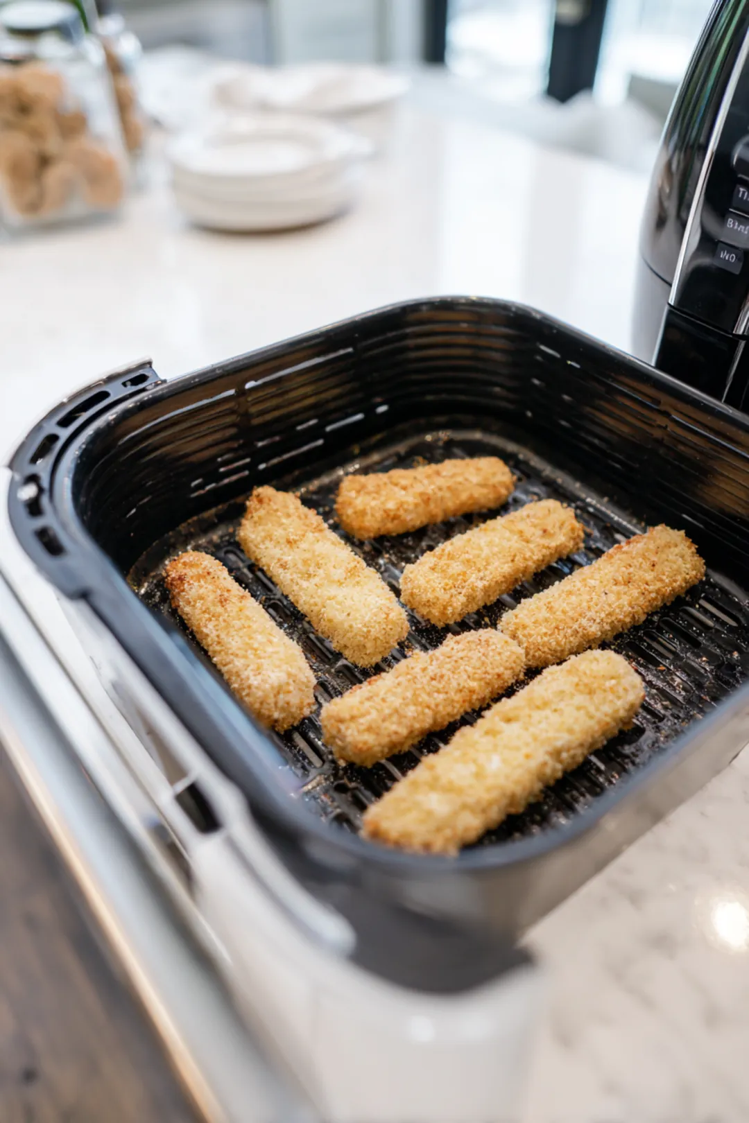 Arrange fish sticks in air fryer
