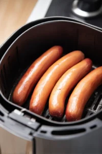 Arrange hot dogs in air fryer basket