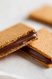 Break graham crackers in half and spread chocolate on one side of each cracker half.