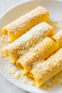 Coat each filled noodle in flour, then dip it in beaten eggs, and finally roll it in breadcrumbs