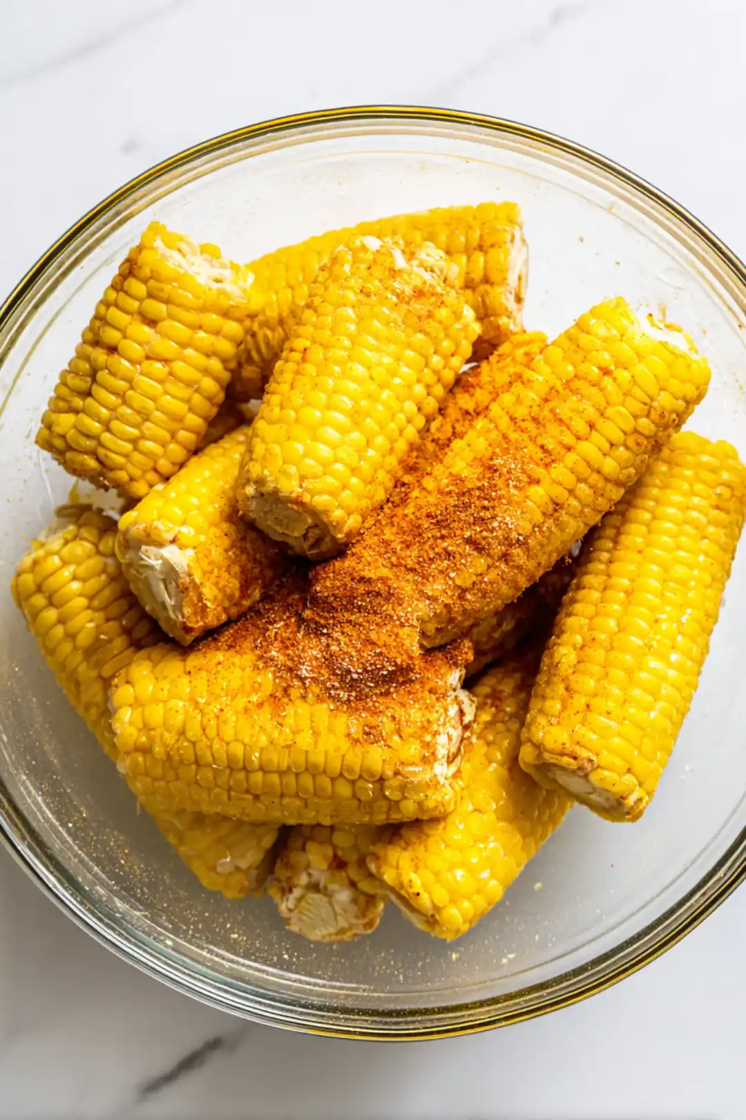 Combine corn, olive oil, lime juice, smoked paprika, garlic powder, salt, and pepper in a bowl