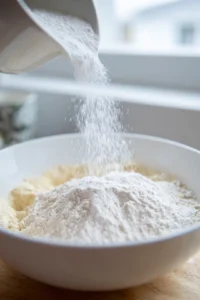 Combine flour, baking powder, sugar, and salt in a mixing bowl