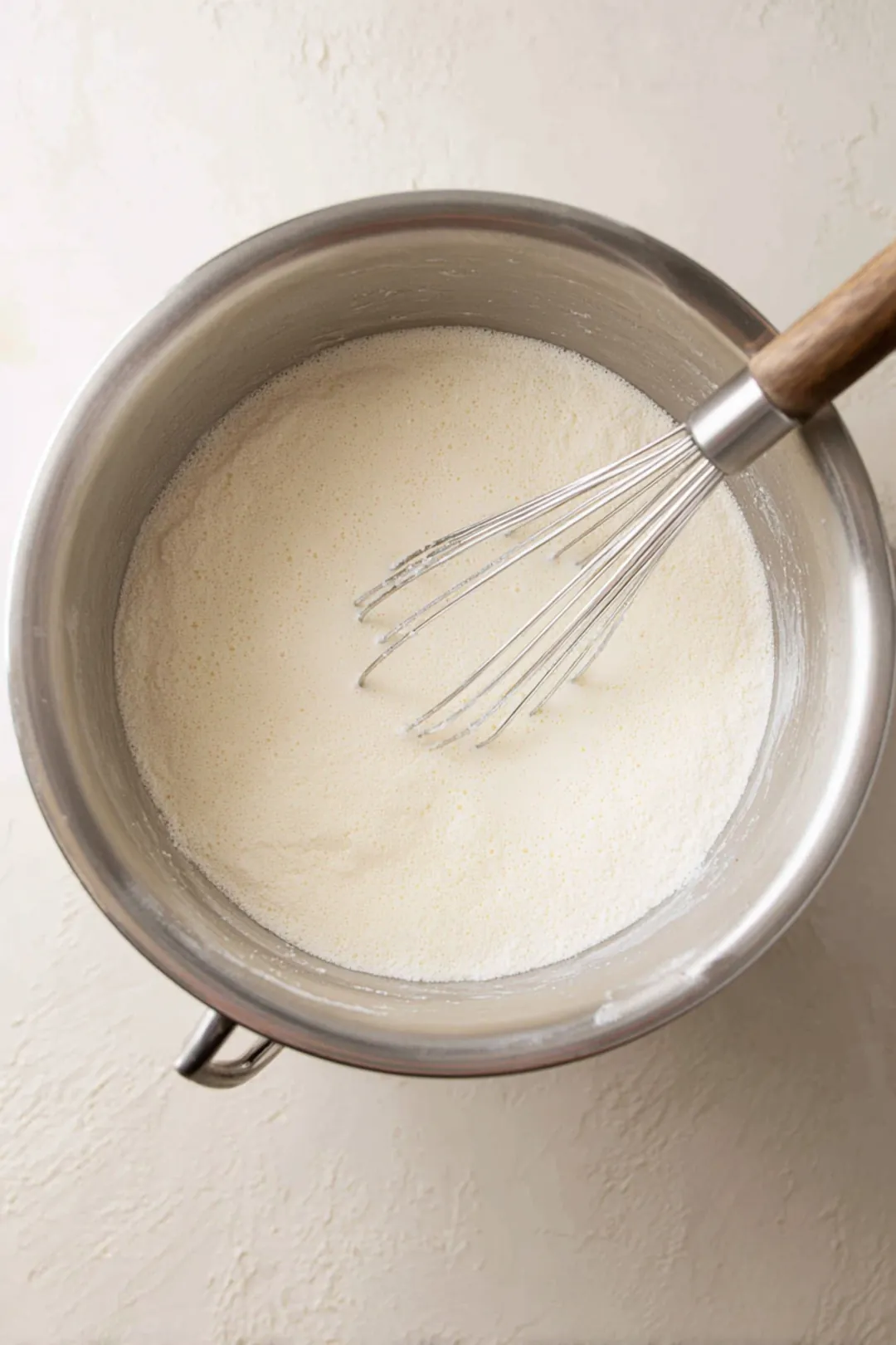 Combine pancake mix and lukewarm water until smooth
