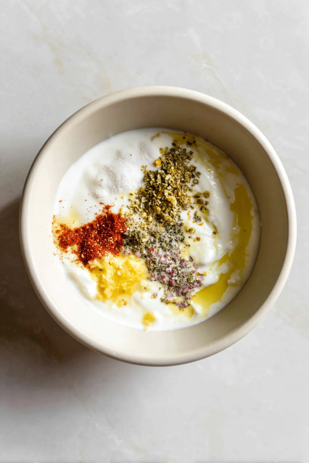 Combine yogurt, tandoori masala, garlic paste, ginger paste, lemon juice, and salt to create a marinade