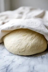 Cover the dough with a kitchen towel and let it rise in a warm place for approximately 30 minutes, until it doubles in size.