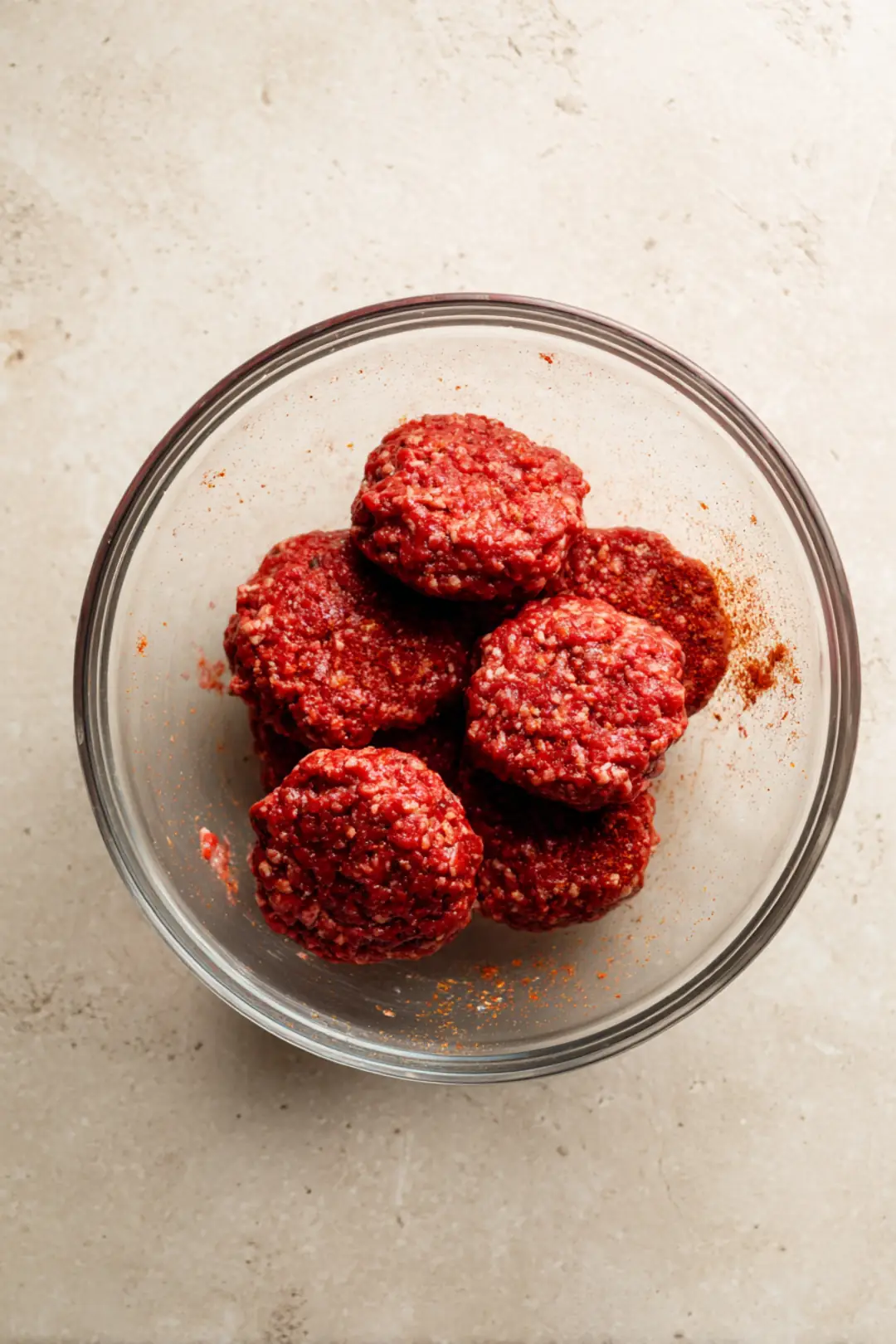 Form small patties with seasoned ground beef