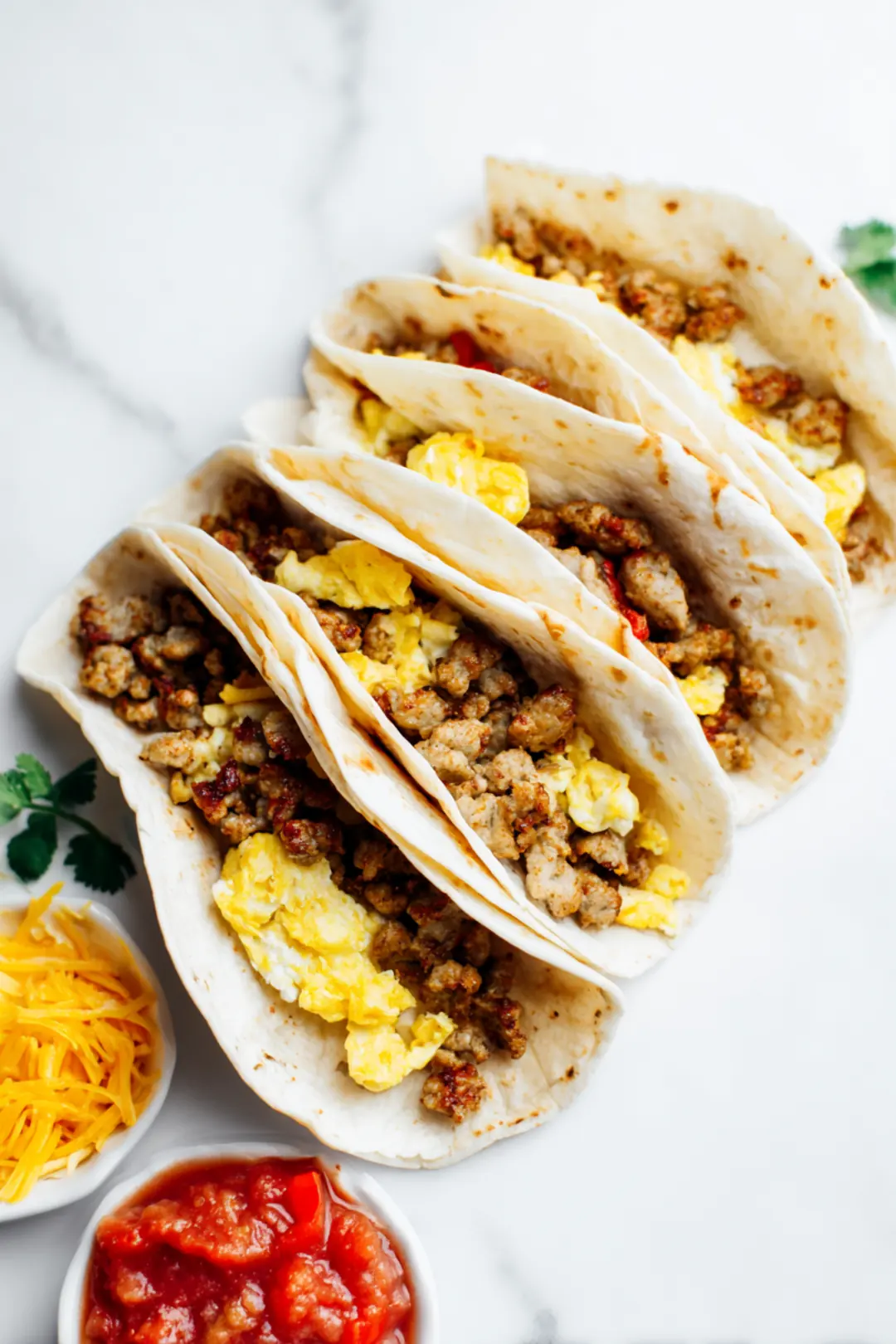 making 5 breakfast burritos in air fryer at once - ingredients