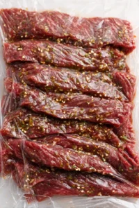 Marinate the beef strips for at least 4 hours