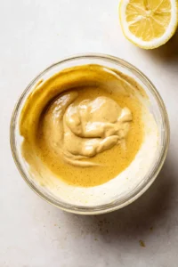 Mix honey, mustard, and lemon juice to create the honey dip