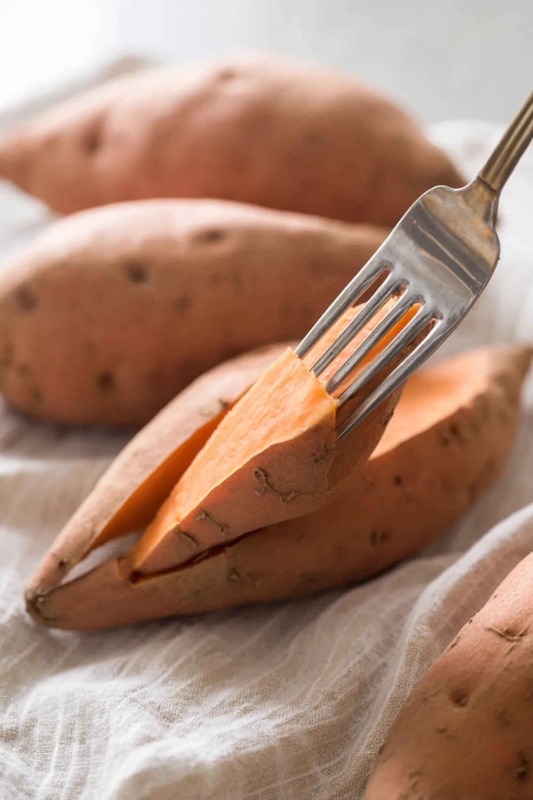 Pierce sweet potatoes with a fork to allow steam to escape during cooking