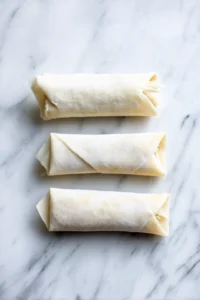 Place spoonful of filling on egg roll wrapper center and roll tightly