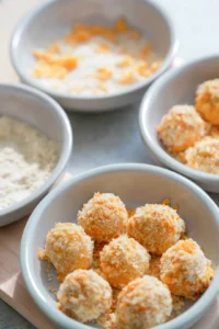 Prepare your breading stations and shape cheese balls